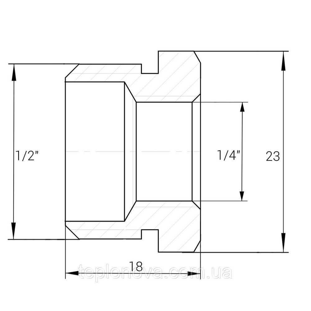 Футорка никелированная 1/2″НР х 1/4″ВР штампованная (манометр) А0723А(нк) VA Черновцы - изображение 4
