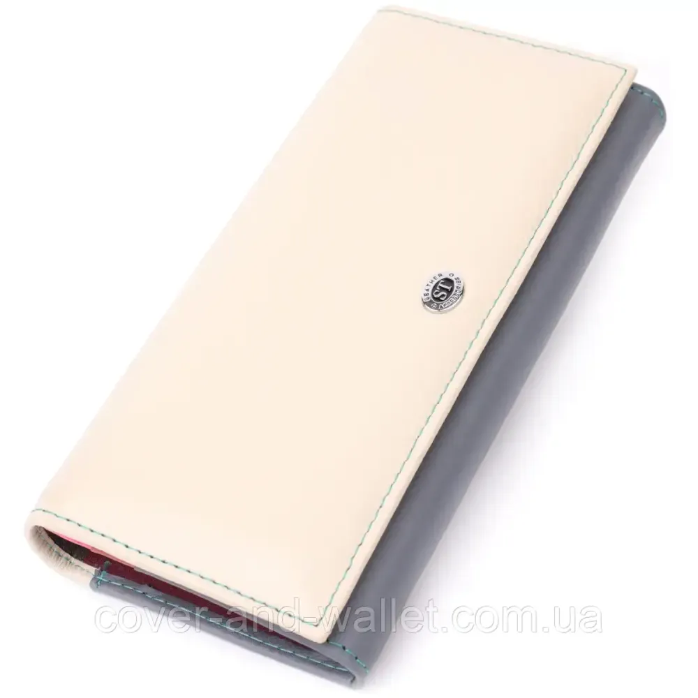 Классический женский кожаный кошелек белого цвета на магнитах ST Leather Киев - изображение 1