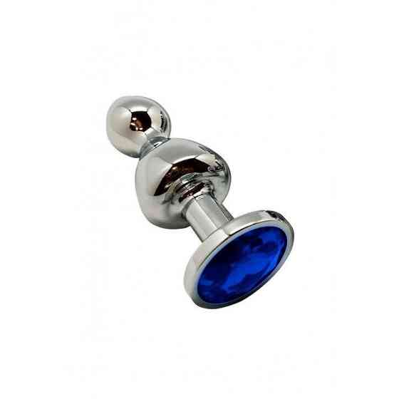 Металлическая анальна пробка Wooomy Lollypop Double Ball Metal Plug Blue S, диаметр 2,8 см, длина 8, Sex Aura Киев