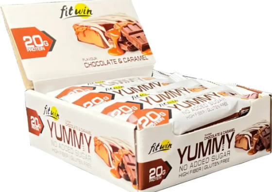 Энергетические батончики Fit Win Yummy 12x55g шоколад и карамель Киев
