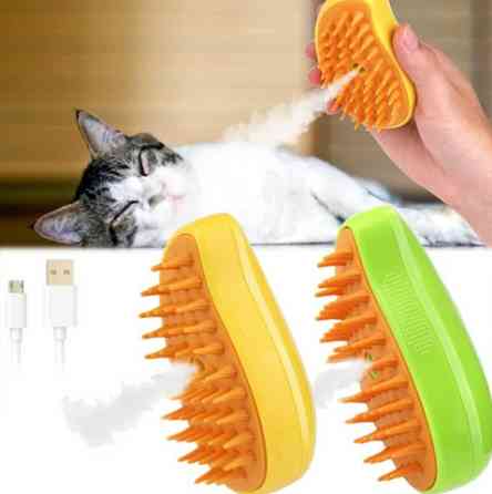 Щетка расческа с парой для вычесывания животных Желтая / Зеленая Киев