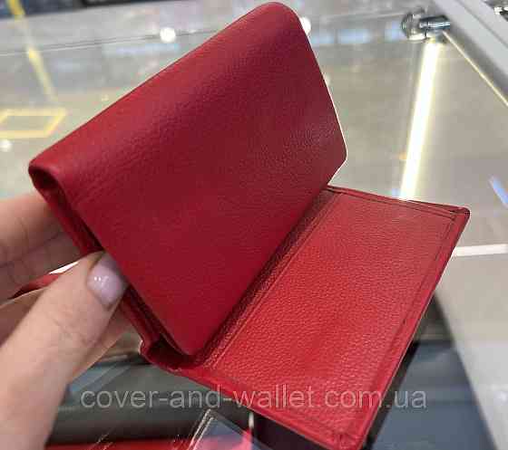 Маленький женский кошелек тройного складывания из натуральной красной кожи Helen Verde 009 Киев