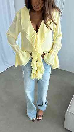 Жіноча шифонова блузка з воланами. Лимонний, 50/52 Одеса