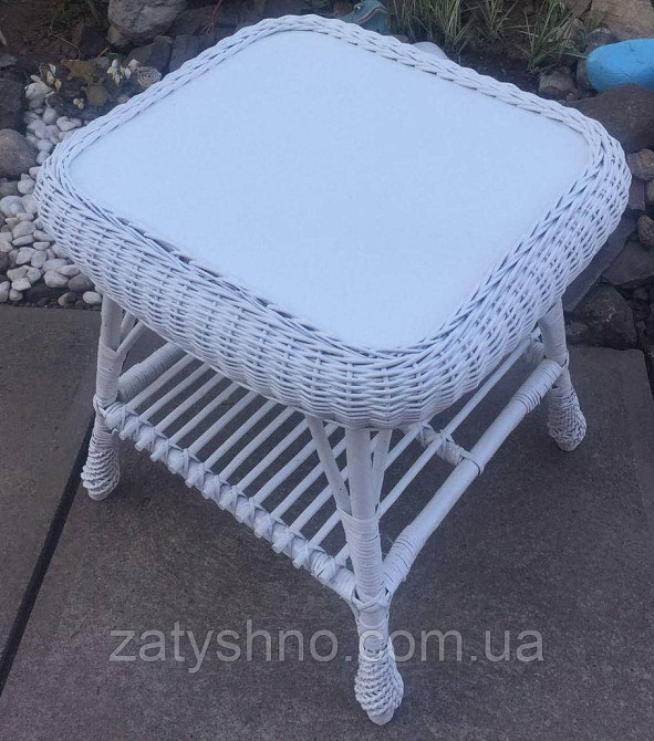 Білий стіл плетений журнальний Київ - фото 3