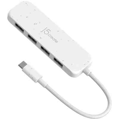 Концентратор J5create USB-C to 4xUSB-A 3.2 10Gbps white (JCH341EW-N) Винница