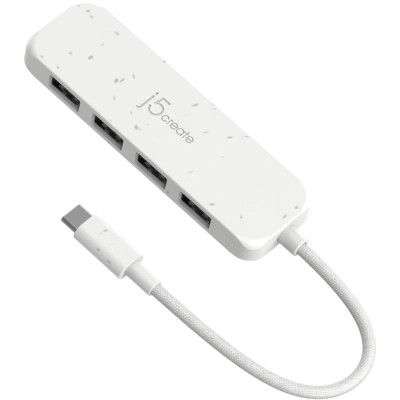 Концентратор J5create USB-C to 4xUSB-A 3.2 10Gbps white (JCH341EW-N) Винница - изображение 1