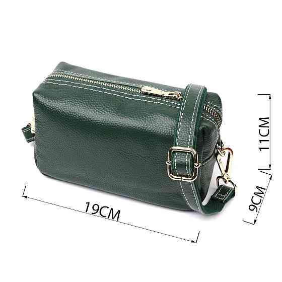 Универсальная сумка для женщин с двумя ремнями из натуральной кожи Vintage 22277 Зеленый Киев