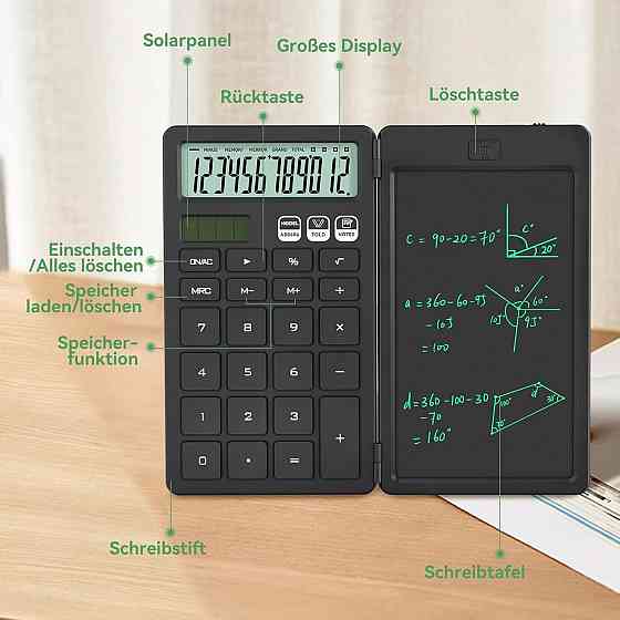 Калькулятор NEWYES 2-in-1 чорний 6.5" LCD великі кнопки великий екран портативний настільний solar/CR1220 Київ