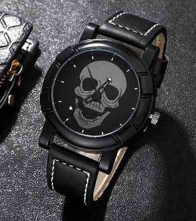 Чоловічий набір Shadow Skull кварцовий годинник та браслет чорний Київ