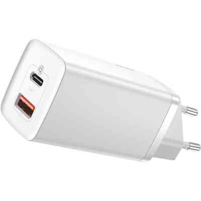 Зарядний пристрій Baseus 2xUSB 65W GaN (USB-C+USB-A) white (CCGAN2L-B02) Вінниця