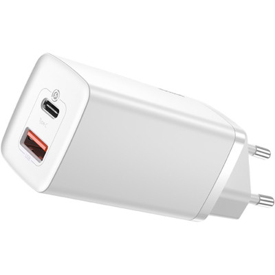 Зарядний пристрій Baseus 2xUSB 65W GaN (USB-C+USB-A) white (CCGAN2L-B02) Вінниця - фото 1