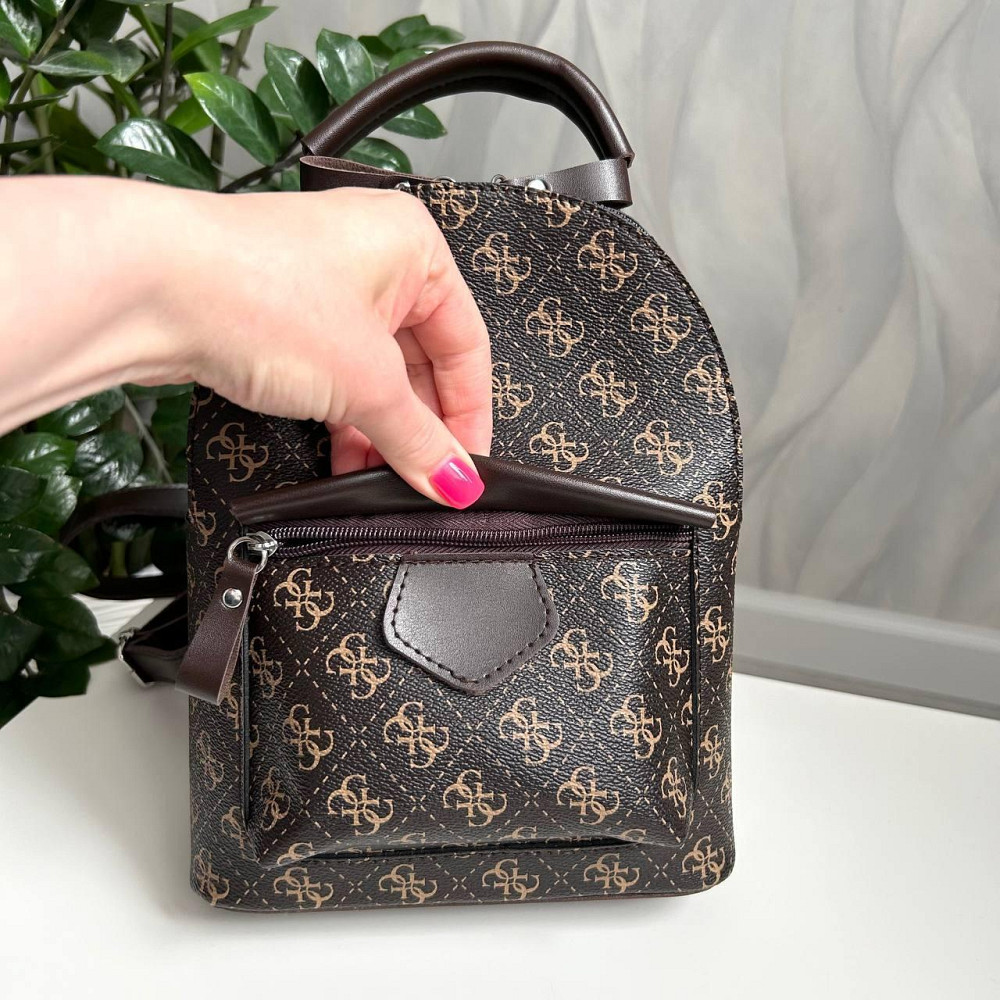 Женский рюкзак классический брендовый. Женский маленький брендовый рюкзак Коричневый 816 Киев - изображение 10