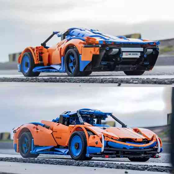 Конструктор спортивная машина Pagani на управлении на 1883 детали,цвет синий с оранжевым Каменец-Подольский