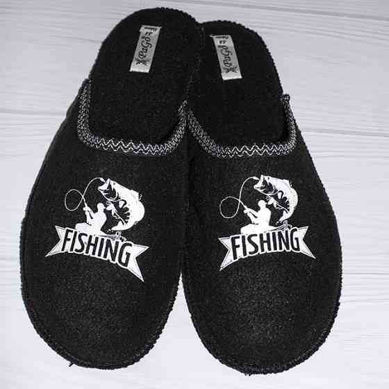 Тапочки мужские черные закрытый носок тапки для ламината тихой ходбы войлок тм 