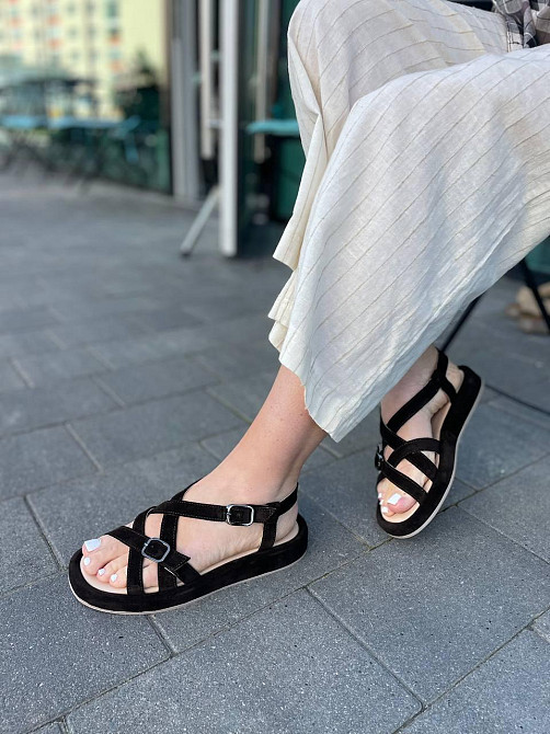 Соната Босоніжки жіночі шоколадні замшеві Соната Рита літні на низькому ходу / Стильні босоніжк Коломия - фото 12