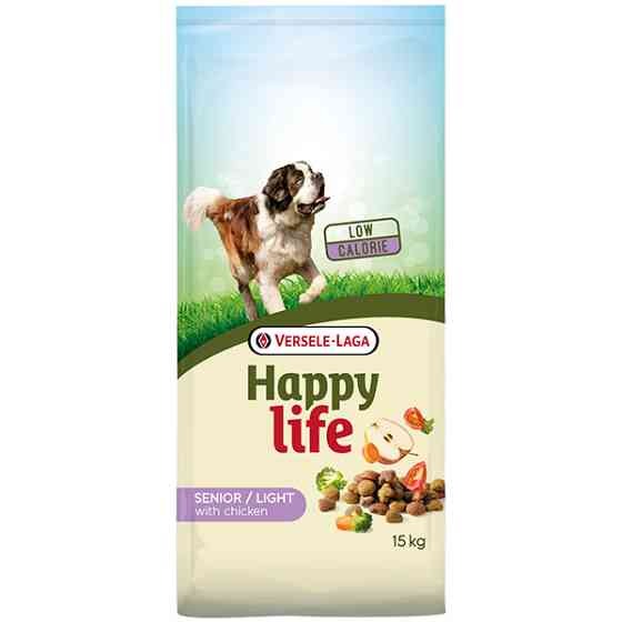 Happy Life Senior Light with Chicken ХЕППІ ЛАЙФ СЕНЬЙОР ЛАЙТ низькокалорійний сухий преміум корм для літніх собак та вихованців із проблемами зайвої в Київ