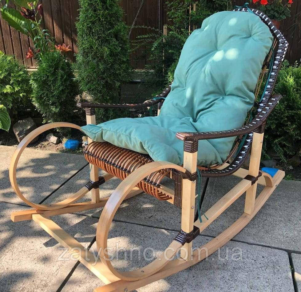 Кресло качалка ротанг с голубой подушкой Киев - изображение 6