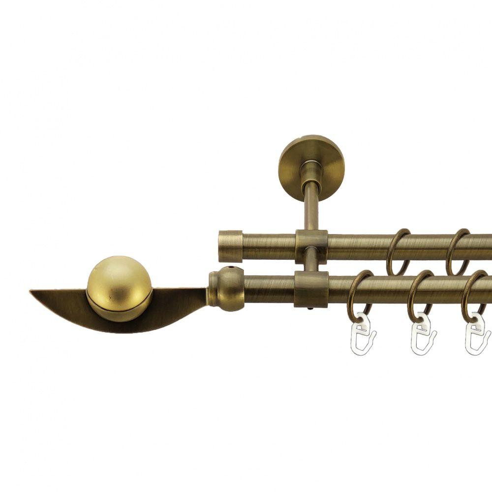 Карниз Orvit Фламінго металевий дворядний закритий гладка труба кільце металеве Антик 16\16 мм 240 см (7329497) Львів - фото 1