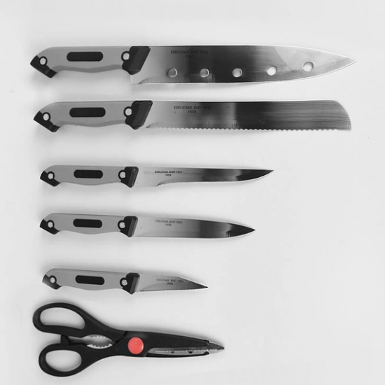 Набір ножів 7 предметів:(6шт + підставка) обгумовані ручки MR-1407 Maestro Житомир - фото 5