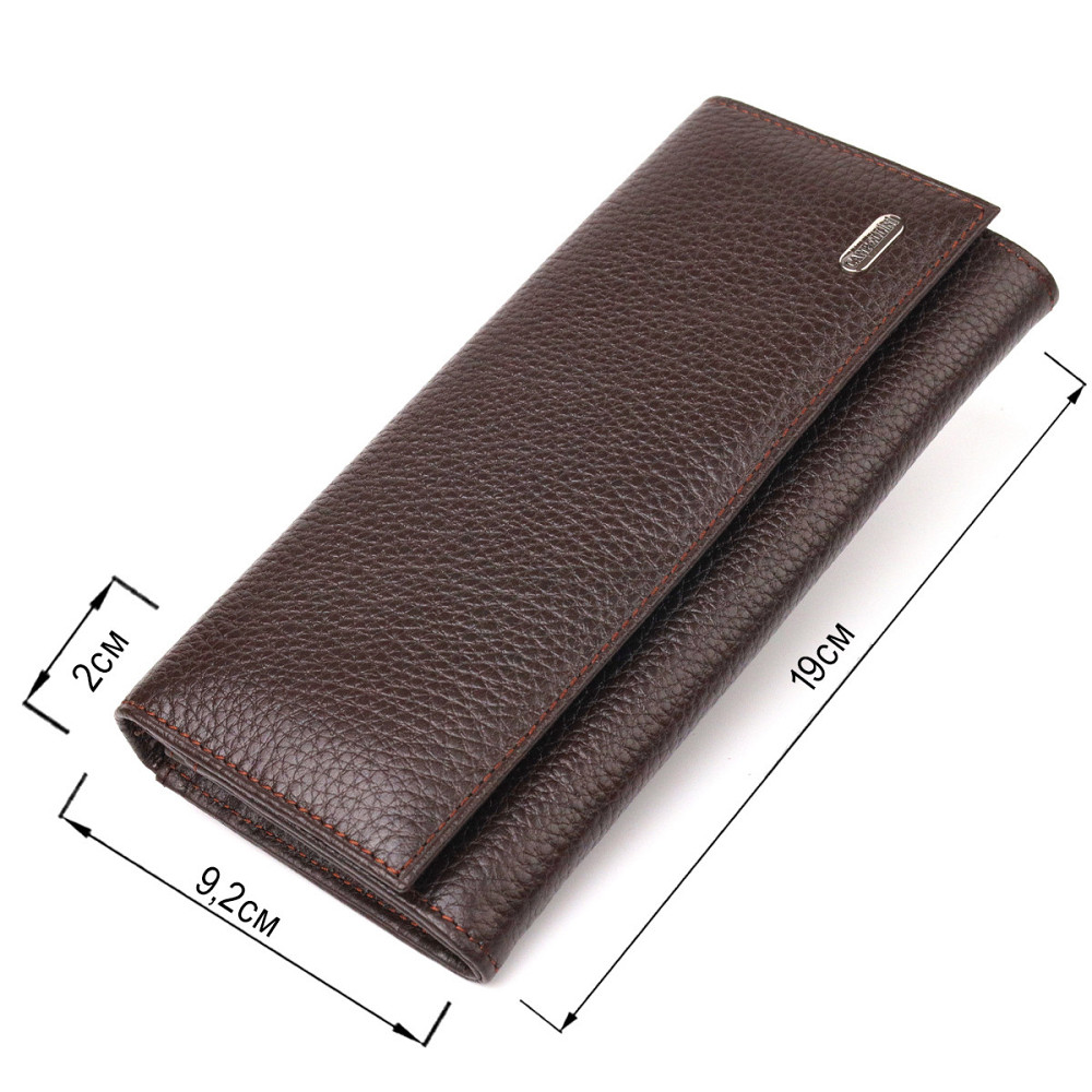 Женский стильный кошелек из натуральной зернистой кожи CANPELLINI 21629 Коричневый Киев - изображение 8