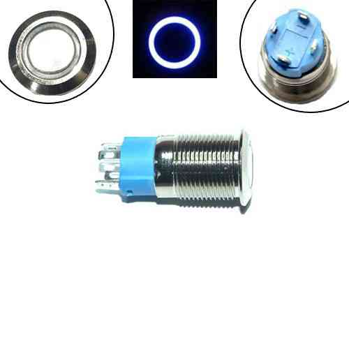 Кнопка 12мм фіксуюча, 12-24В, синій LED, 4pin, 12F-P10DZ Київ