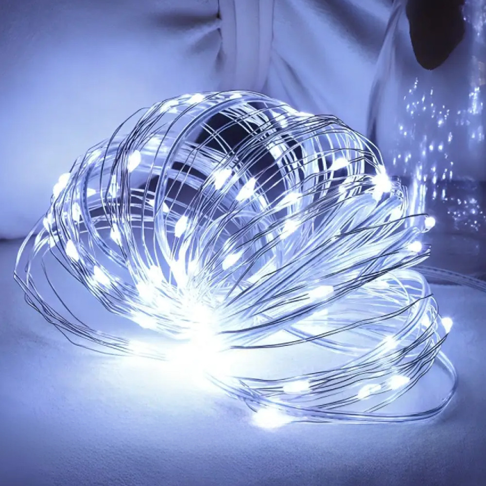 Гірлянда роса на батарейках 10м,100Led,Холодний білий SBR Київ - фото 1