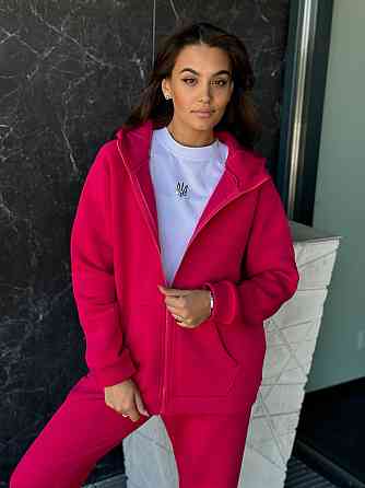 Теплый спортивный костюм женский на змейке Малиновый 50/52 Харьков
