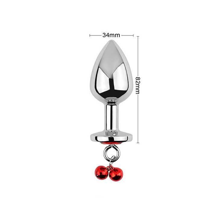 Металлическая анальная пробка с поводком - Красный - 3,4*8,2 см – Анальные игрушки Винница - изображение 2