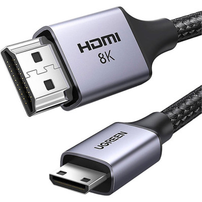 Кабель мультимедийный HDMI M to HDMI mini M 1.0m 8K HD163 black Ugreen (15514) Винница - изображение 1