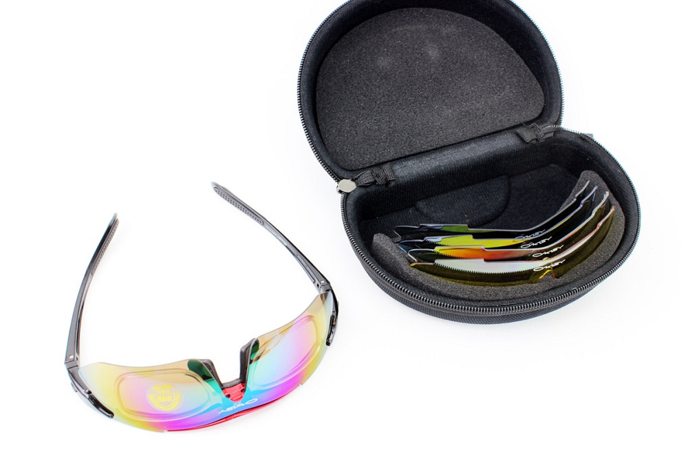 Окуляри з набором для догляду, змінні лінзи 5шт, у твердому чохлі, червоно-чорні НЕ оригінал Київ - фото 2