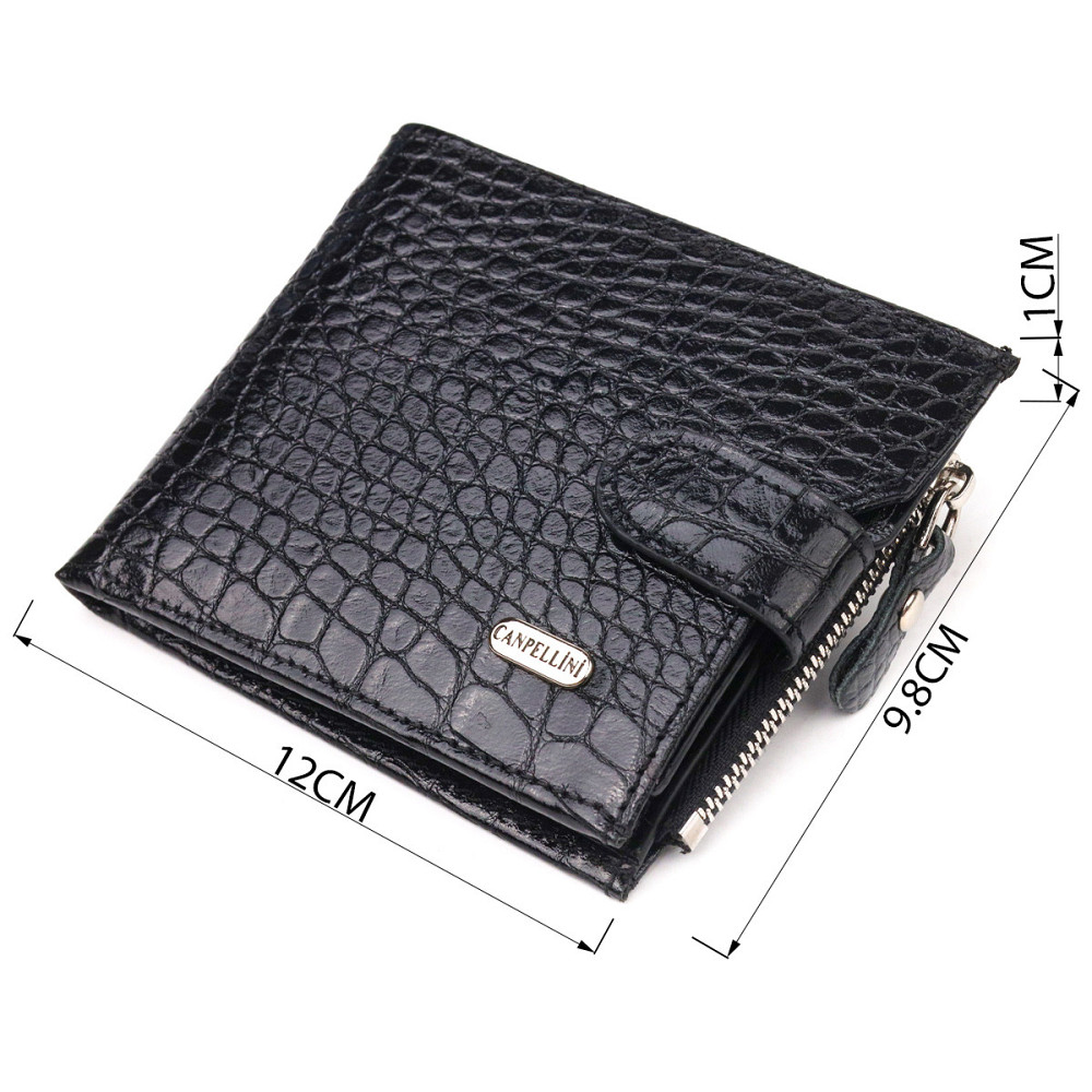 Мужской горизонтальный кошелек из натуральной фактурной кожи CANPELLINI 21504 Черный Киев - изображение 9