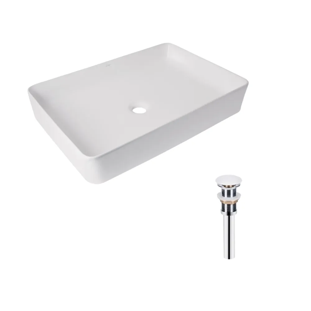 Комплект Qtap Tern: Раковина накладная прямоугольная 600x400x110 мм WHITE + Донный клапан PU02 Киев - изображение 7