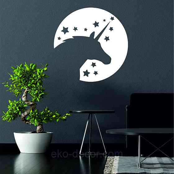 Декоративное настенное Панно «Единорог», Декор на стену 70*70 см, Белый Киев