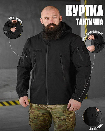 Весенняя тактическая куртка softshell masad черная Киев - изображение 20