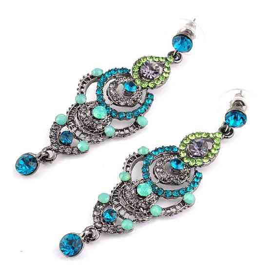 Сережки блакитні СГ3125-1 довжина 6,5 см Київ