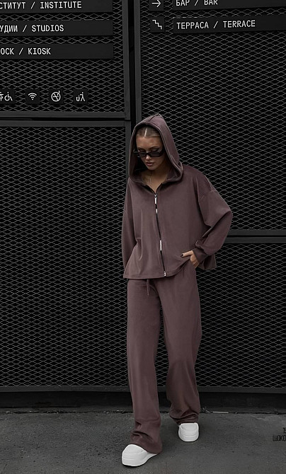 Женский прогулочный костюм двойка: кофта и штаны из плюшевого велюра Мокко, 46/48 Одесса - изображение 5