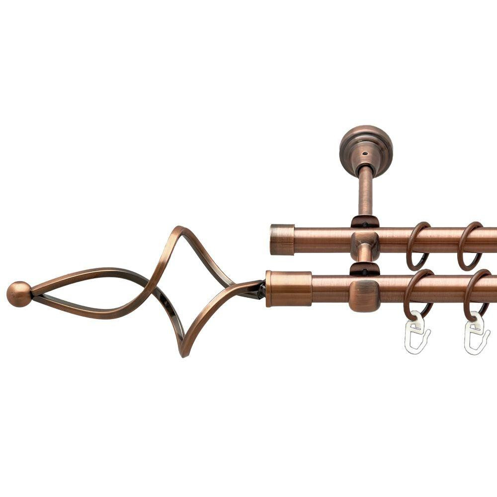 Карниз Orvit Ажур Хвилястий металевий дворядний відкритий гладка труба кільце металеве Мідь 16\16 мм 240 см (00-00020543) Львів - фото 1