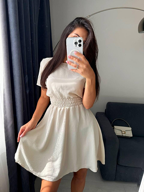 Жіноче легке приталене базове плаття креп жатка Молочний, 46/48 Одеса - фото 4