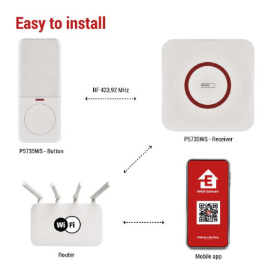 Дверной звонок EMOS беспроводной EMOS P5735WS WiFi (P5735WS) Винница - изображение 4