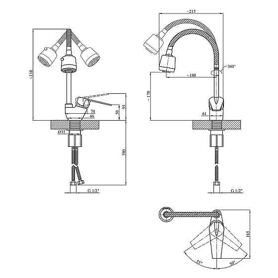 Змішувач для кухні з гнучким виливом Kroner KRM Odra - C038-1 Київ