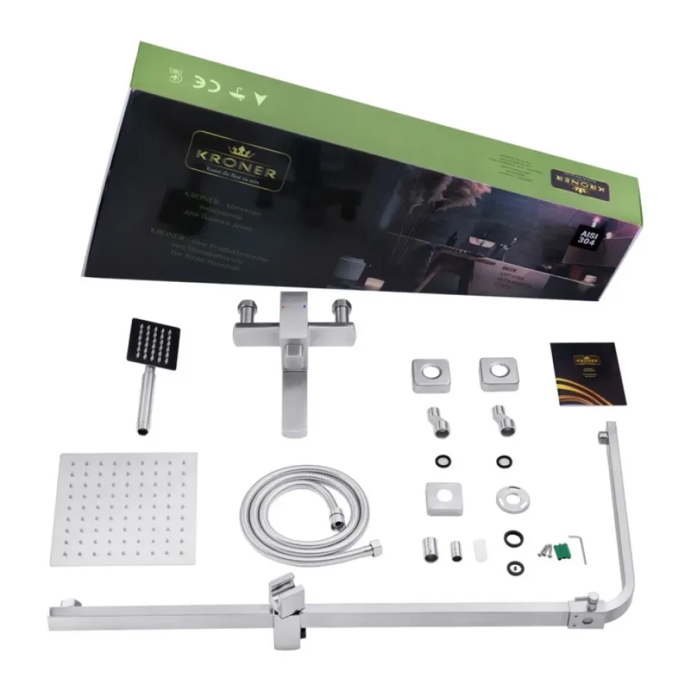 Душевая система для ванны Kroner KRP Edelstahl Kubus - ESG063 сатин Киев - изображение 10