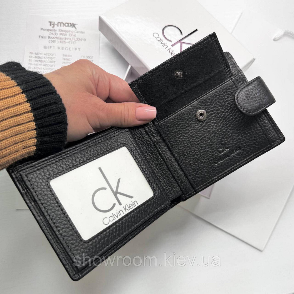 Кожаный мужской кошелек CK с застежкой (6605) Киев - изображение 8