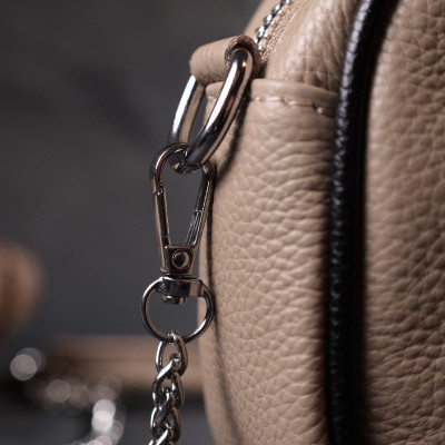 Сумка Vintage Жіноча вечірня на ланцюжку з натуральної шкіри Бежева (22381) Вінниця - фото 5