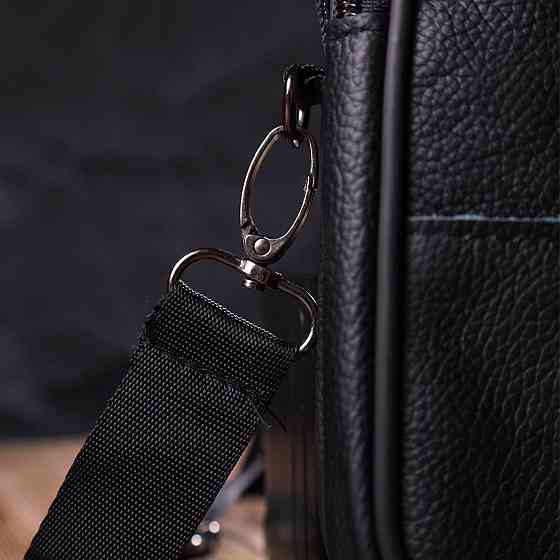 Вертикальна поясна сумка для чоловіків з натуральної шкіри 21487 Vintage Чорна Київ