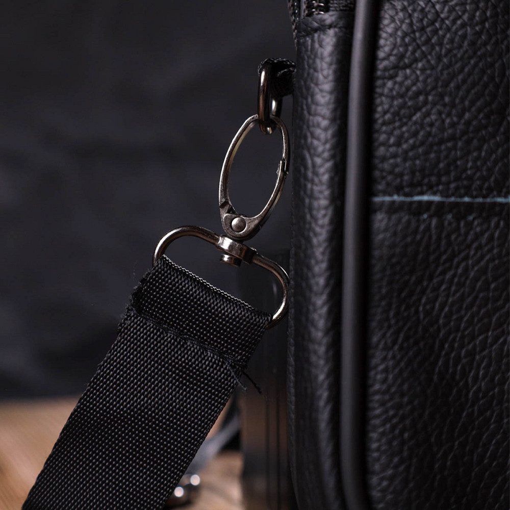 Вертикальная поясная сумка для мужчин из натуральной кожи 21487 Vintage Черная Киев - изображение 1