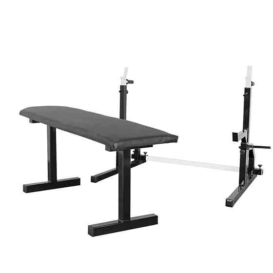 Скамья горизонтальная для жима + Стойки со страховкой 40 на 40 мм, брусьями и штырями для блинов Киев