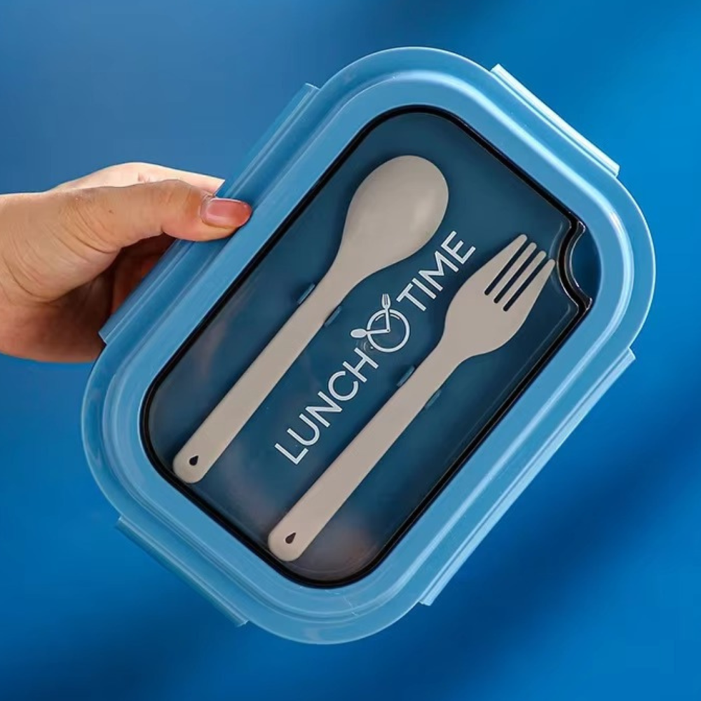 Контейнер,ланч бокс для горячей и холодной еды с отдельными отсеками и столовыми приборами для пищи,синий Каменец-Подольский - изображение 4