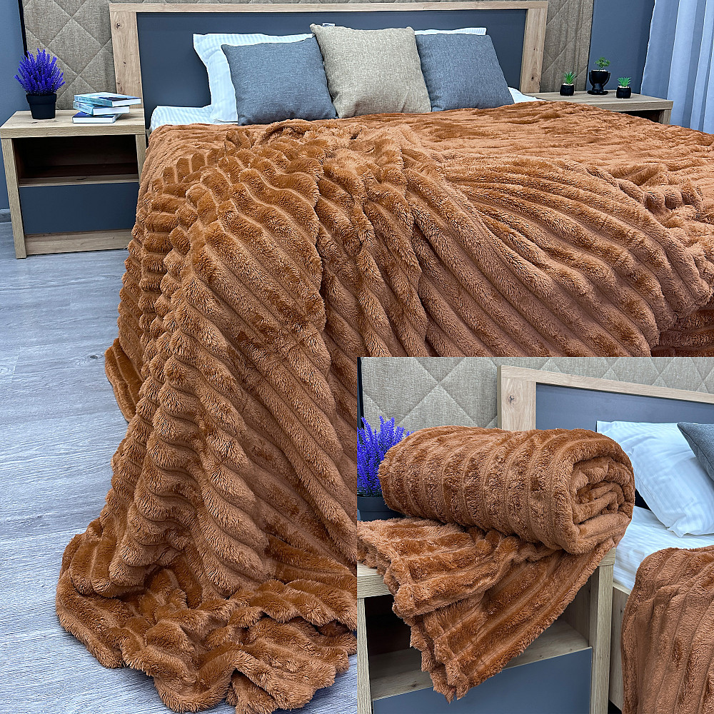 Плед-покрывало полоска Шарпей 200х230 см (+-5см) Терракотовый (87-107) Киев - изображение 1