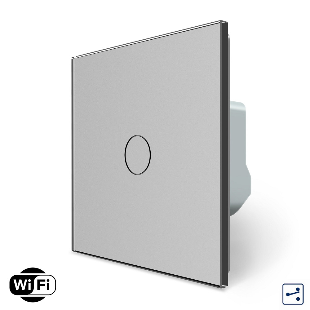 LIVOLO Розумний сенсорний Wi-Fi прохідний/перехресний вимикач 1 сенсор LIVOLO сірий матове скло Коломия - фото 1