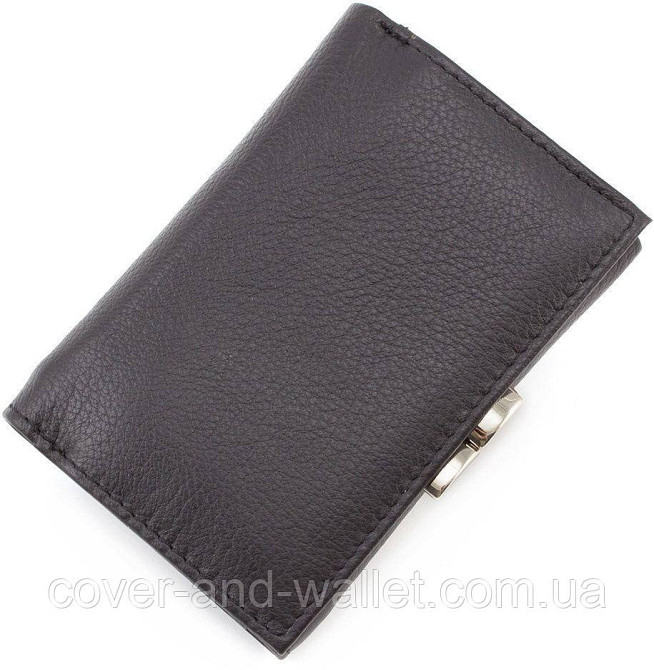 Шкіряний жіночий гаманець невеликого розміру з монетницею ST 617 чорний Київ - фото 2